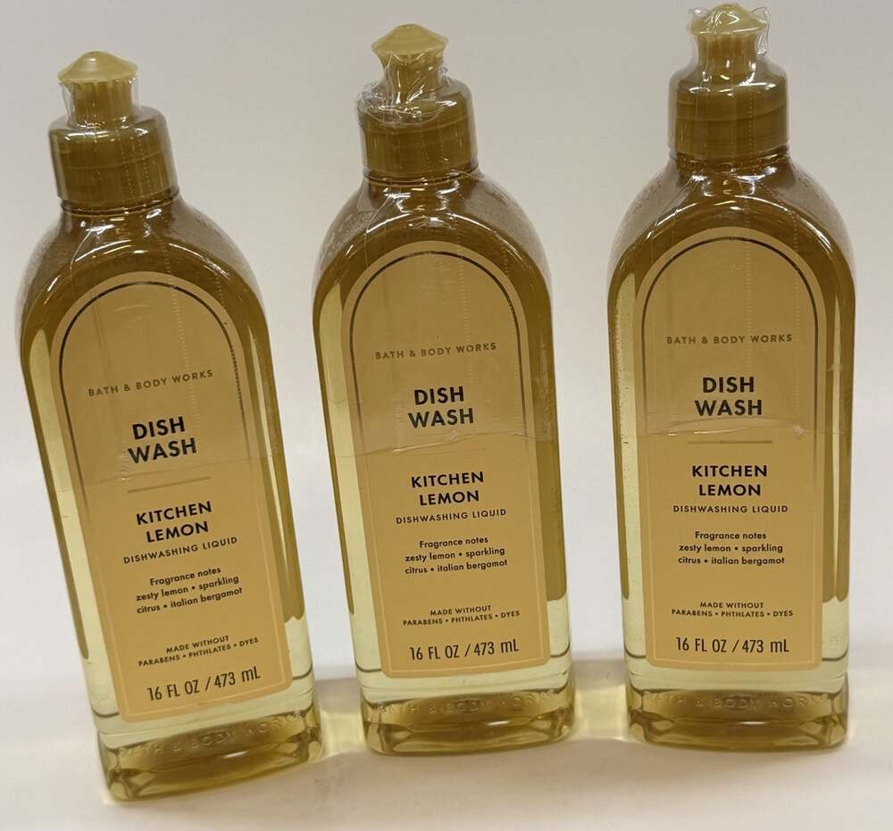 Set Of 3 - Bath & Body Works Dish Wash Kitchen Lemon 16 Fl Oz Discontinued